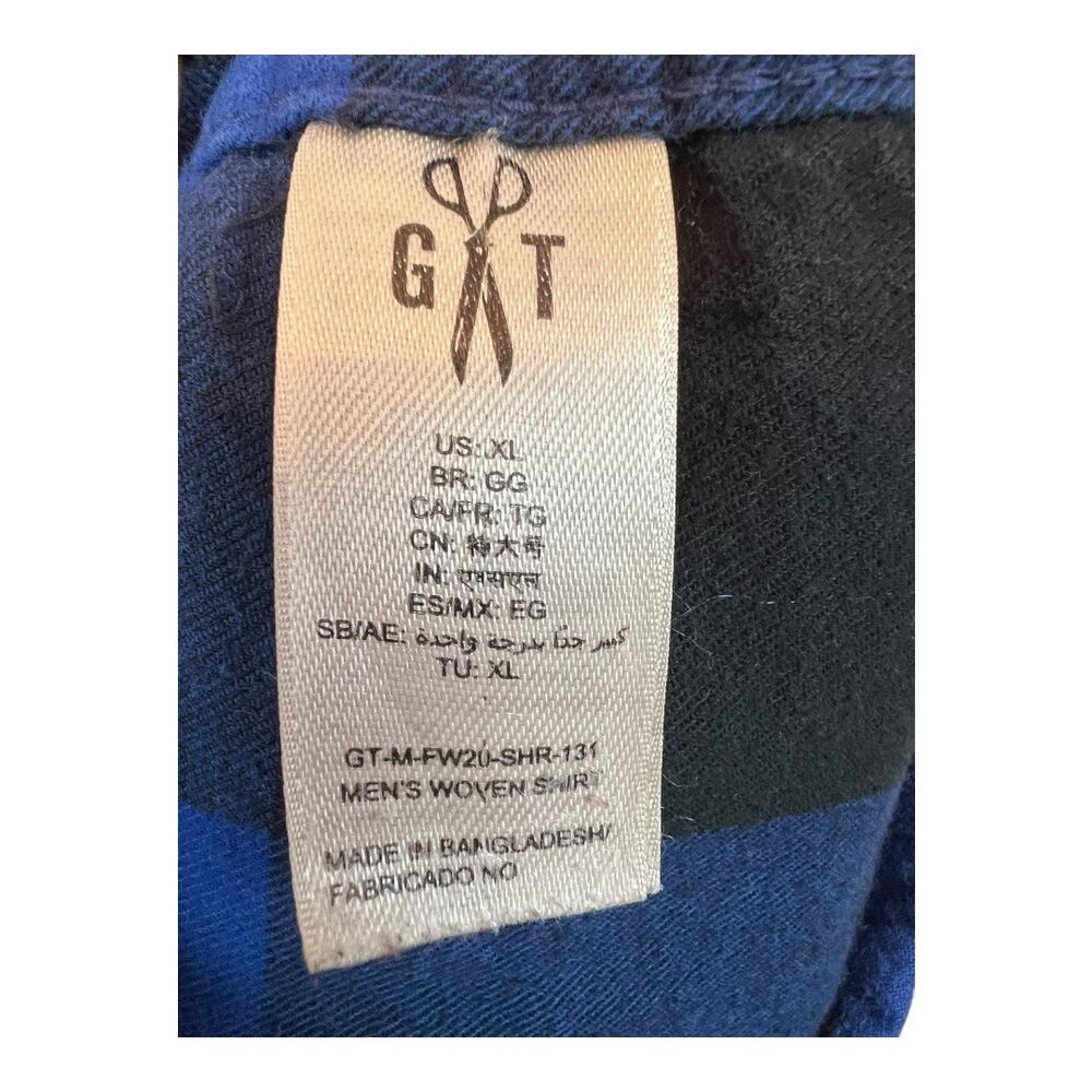 Mens Grunge Flannel Shirt Button Down Distressed Gorpcore Utility XL Blue - Picture 7 of 8